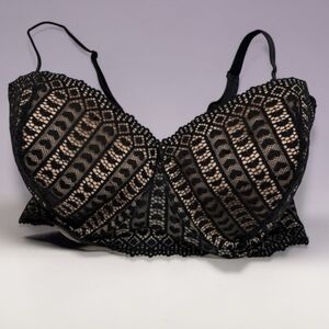 ADORE ME Black Lace Overlay Push-Up Bra BRAND NEW no tags UNDERWIRE size 36H